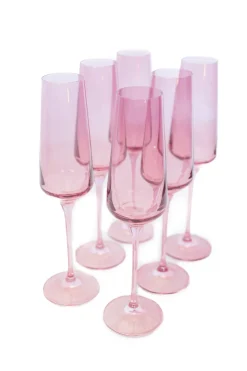 Estelle Colored Champagne Flute, Set of 6 in Rose