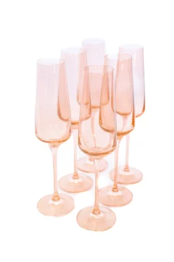 Estelle Colored Champagne Flute, Set of 6 in Blush Pink