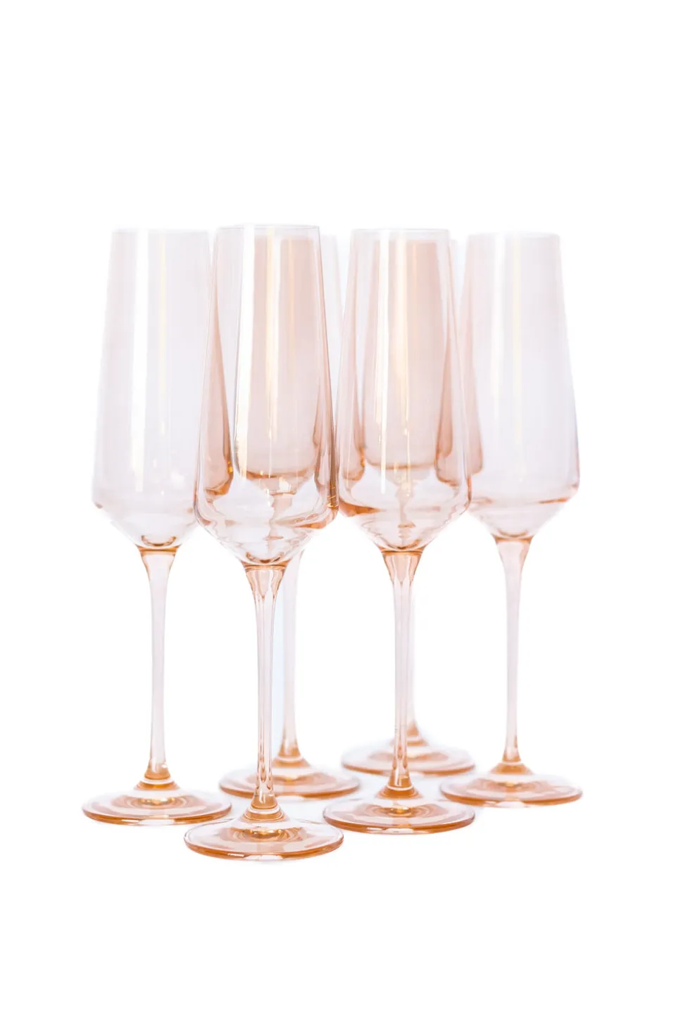 Estelle Colored Champagne Flute, Set of 6 in Blush Pink