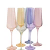 Estelle Colored Champagne Flute, Mixed Set of 6