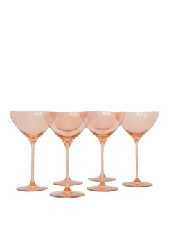 Estelle Colored Martini Glass in Blush Pink, Set of 6