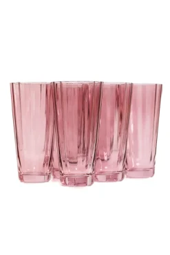 Estelle Colored Sunday High Balls, Set of 6 in Rose