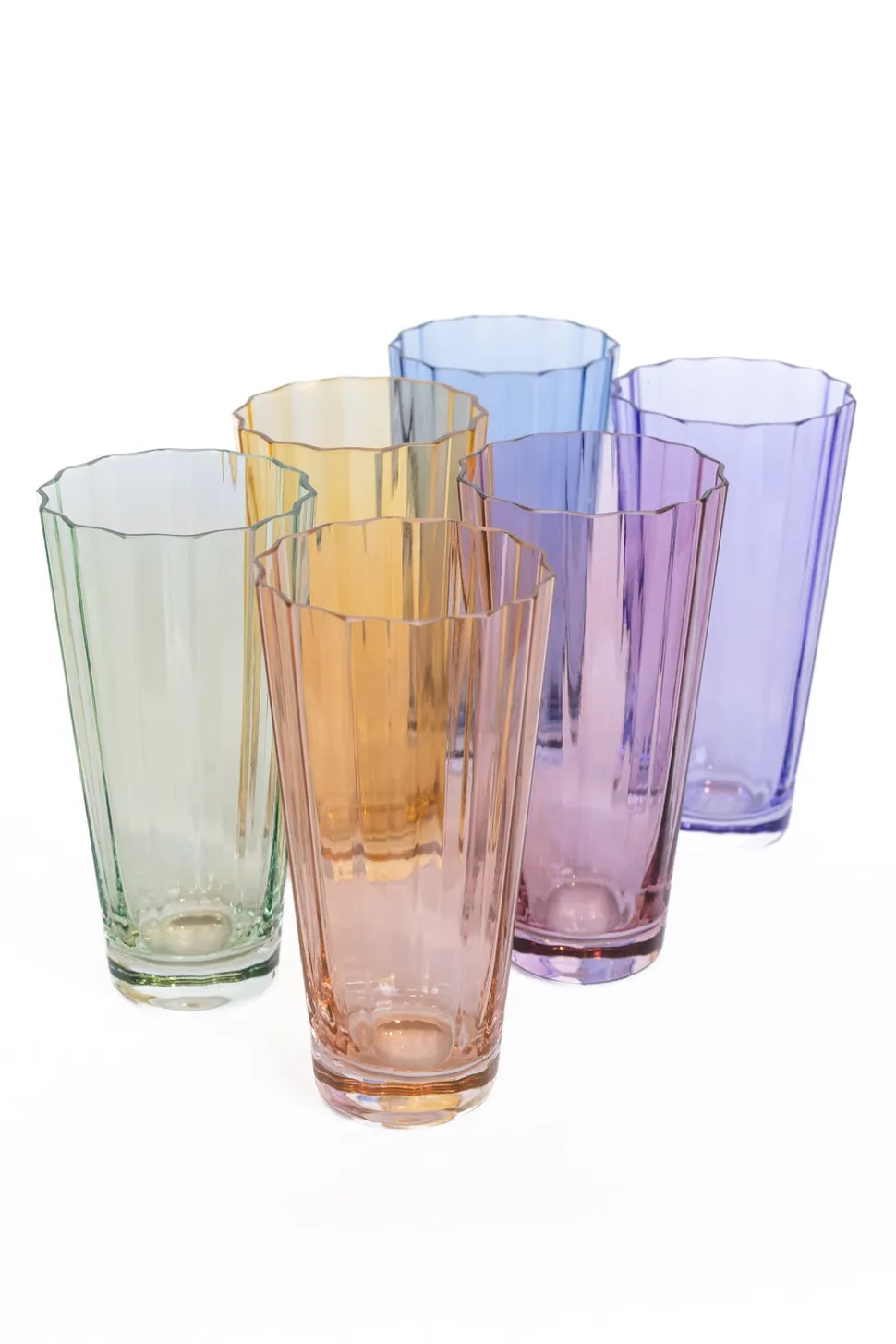 Estelle Colored Sunday High Balls, Set of 6 in Pastel Mixed Set