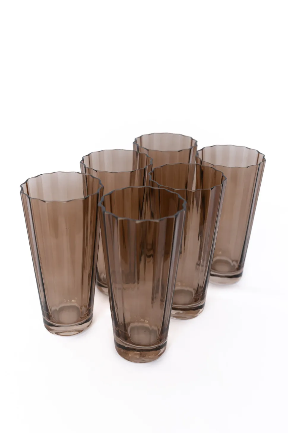 Estelle Colored Sunday High Balls, Set of 6 in Amber Smoke