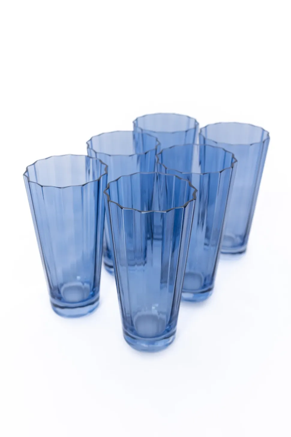 Estelle Colored Sunday High Balls, Set of 6 in Cobalt Blue