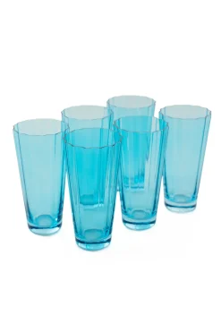 Estelle Colored Sunday High Balls, Set of 6 in Ocean Blue