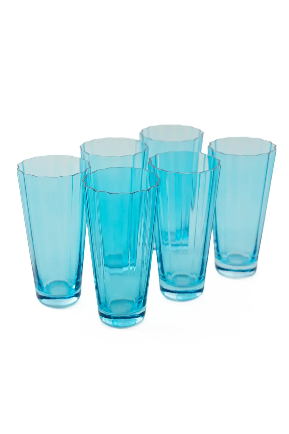 Estelle Colored Sunday High Balls, Set of 6 in Ocean Blue