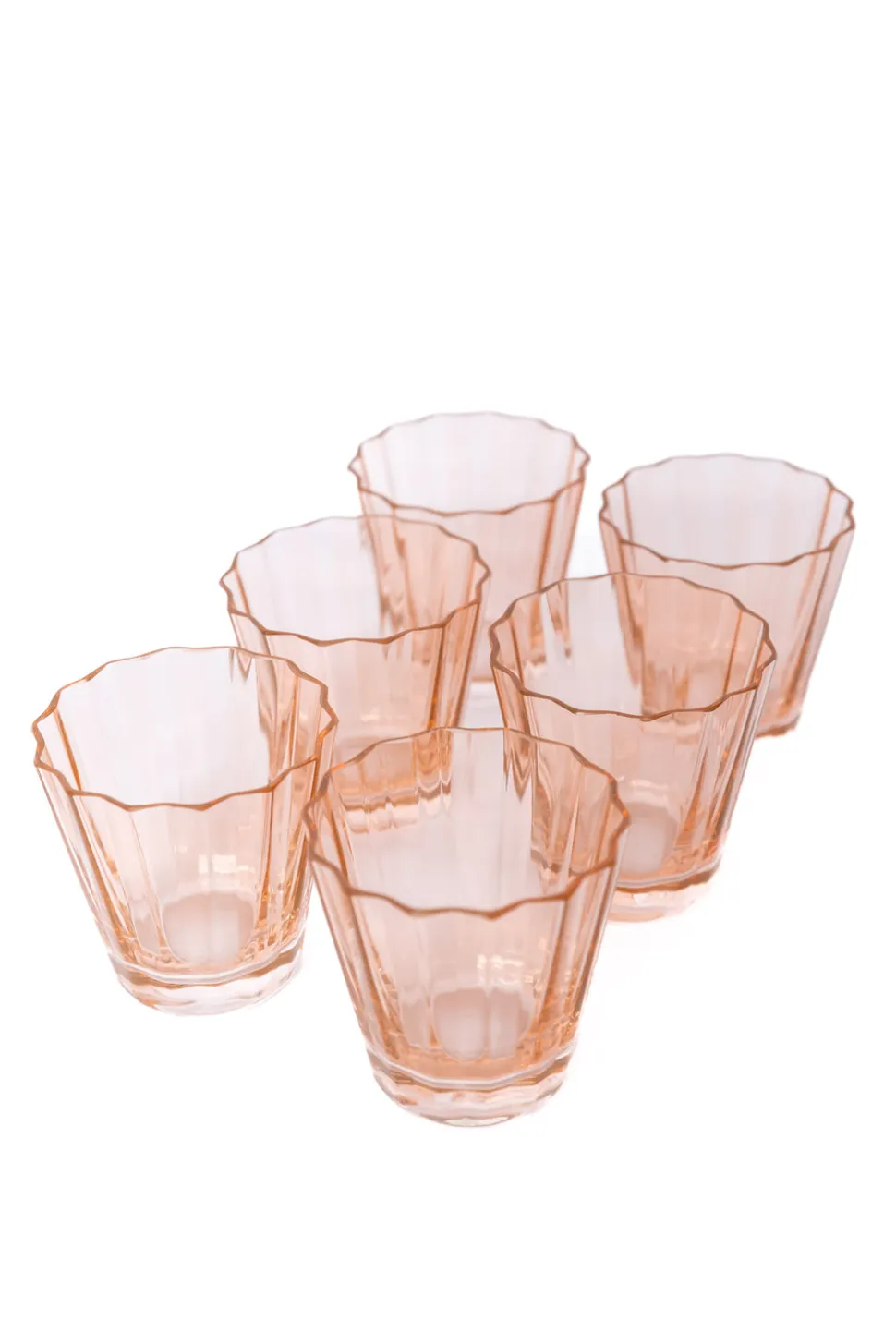 Estelle Colored Sunday Low Balls, Set of 6 in Blush Pink