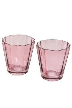Estelle Colored Sunday Low Balls, Set of 2 in Rose
