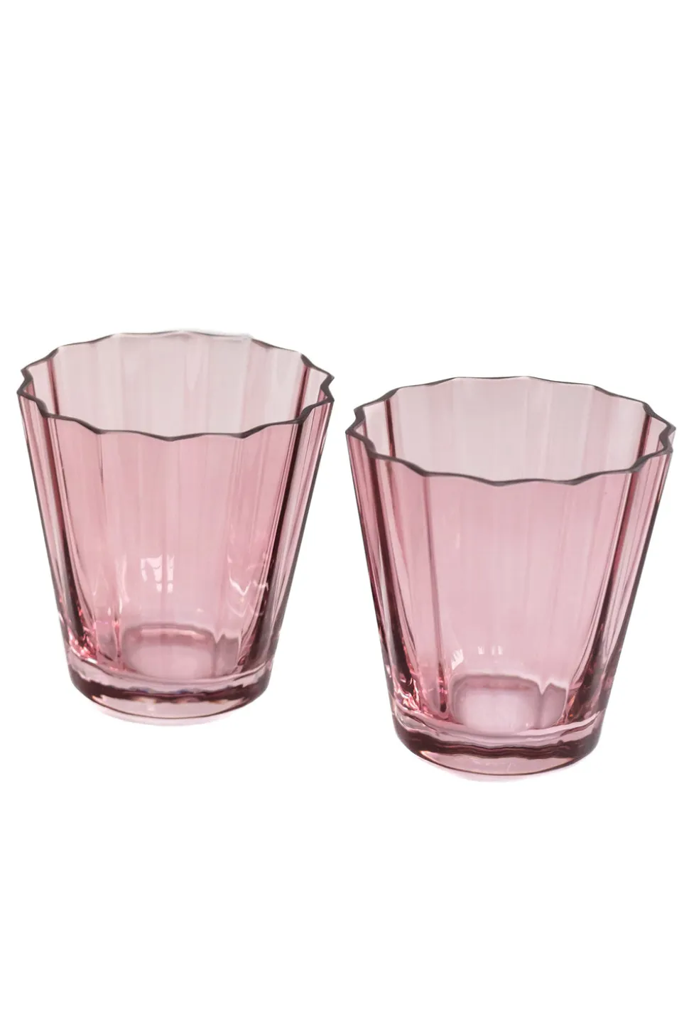 Estelle Colored Sunday Low Balls, Set of 2 in Rose