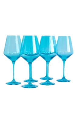 Estelle Colored Wine Stemware, Set of 6 in Ocean Blue