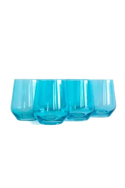 Estelle Colored Wine Stemless, Set of 6 in Ocean Blue