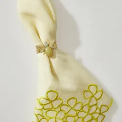 Etched Wing Bug Skinny Napkin Rings in Lemon Jasper, Set of Four