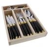 Everyday Flatware Set in Black & Brass, Set of 24