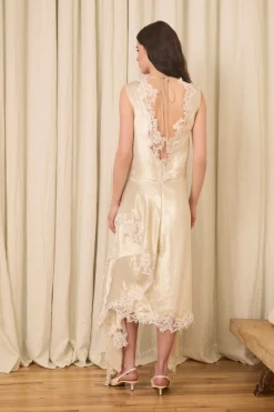 Evie Dress in Lurex with Mohair Lace Trim