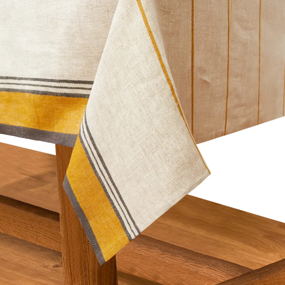 Eze 60x60 Tablecloth in Ivory & Mustard