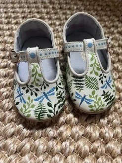Fern and Dragonfly Hand-Painted Baby Shoes