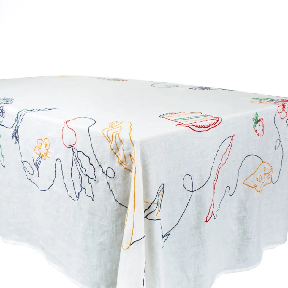 Fete Linen Embroidered Tablecloth