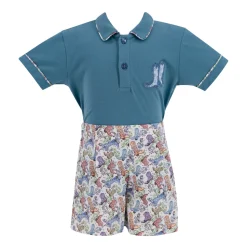 Fields Boy Polo Set in Boots Print