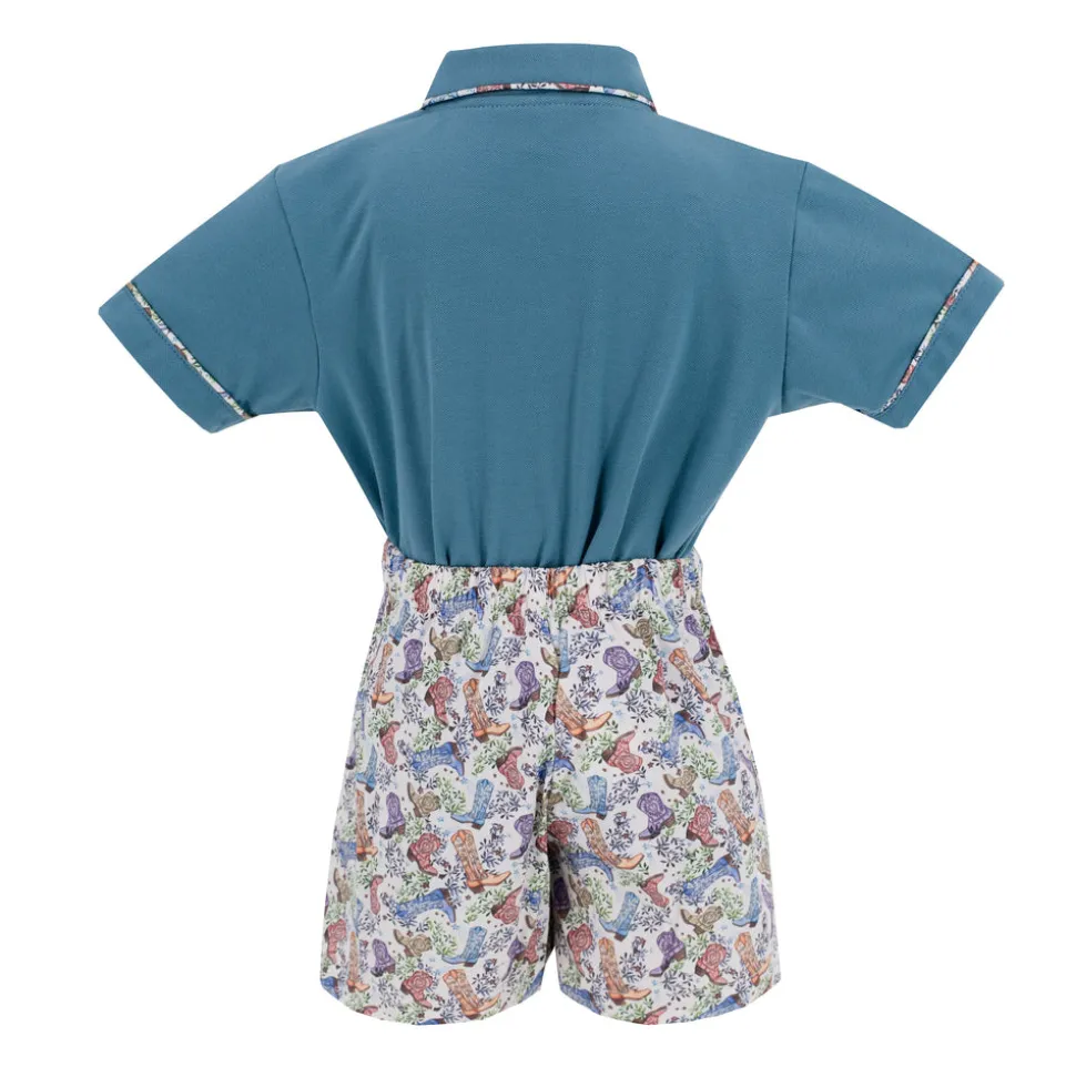 Fields Boy Polo Set in Boots Print