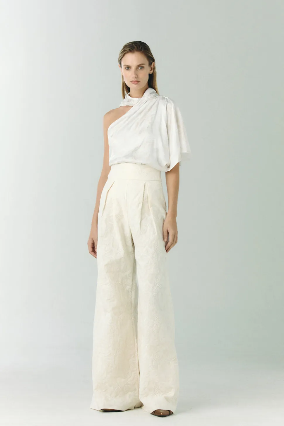 Fiol Canvas Embroidered Pants in Ecru