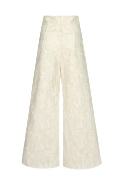 Fiol Canvas Embroidered Pants in Ecru