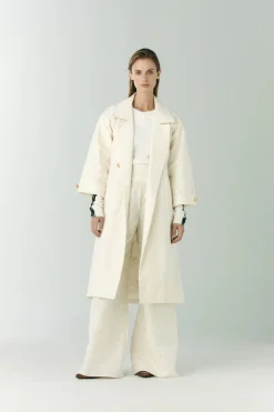 Fiol Canvas Embroidered Pants in Ecru