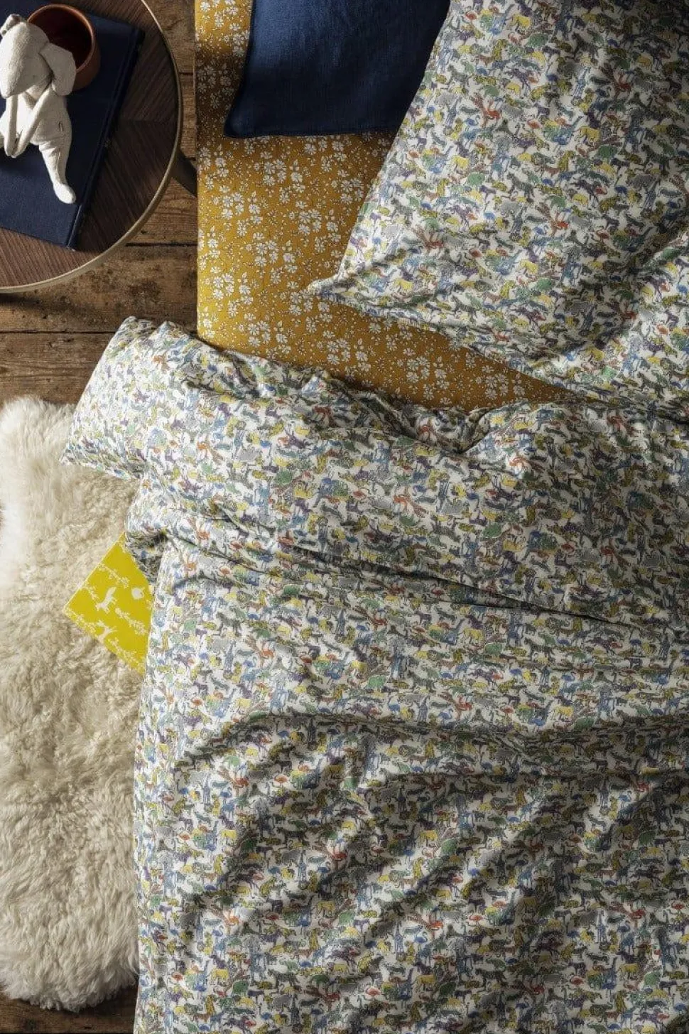 Fitted Sheet Made With Liberty Fabric in Capel Mustard