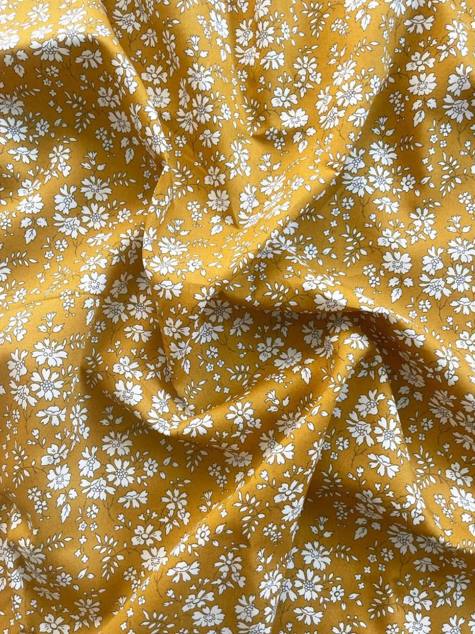 Fitted Sheet Made With Liberty Fabric in Capel Mustard