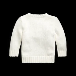 Flag Cotton Crewneck Sweater in White