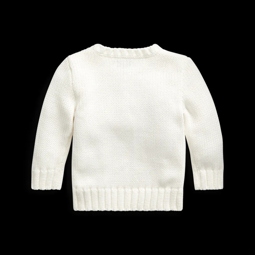 Flag Cotton Crewneck Sweater in White