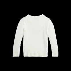 Flag Cotton Crewneck Sweater in White