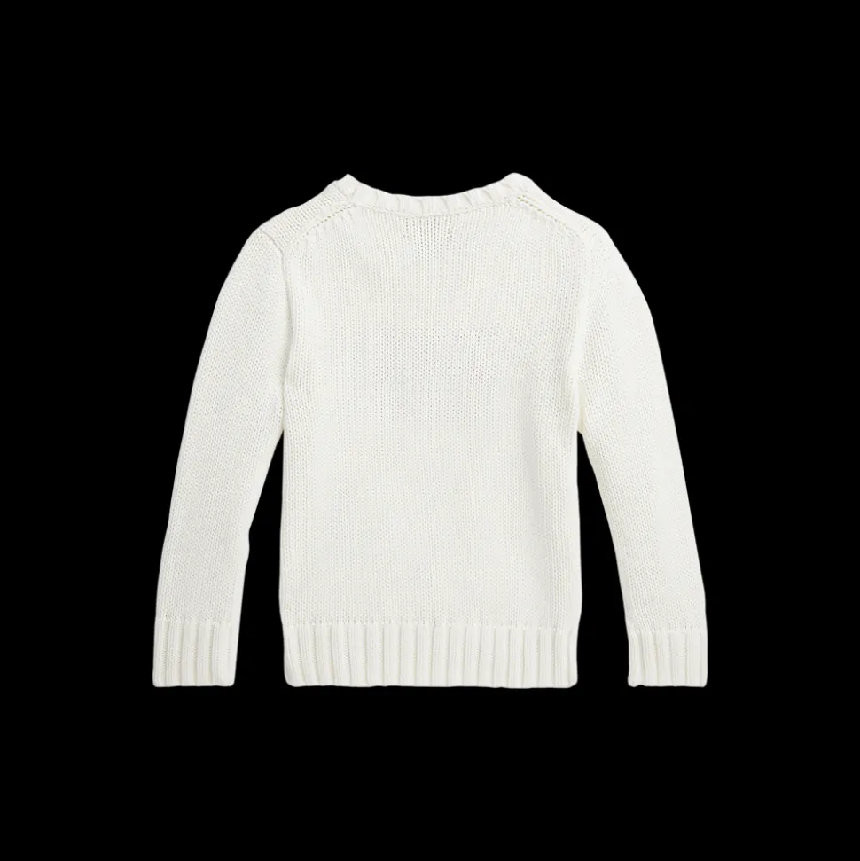 Flag Cotton Crewneck Sweater in White
