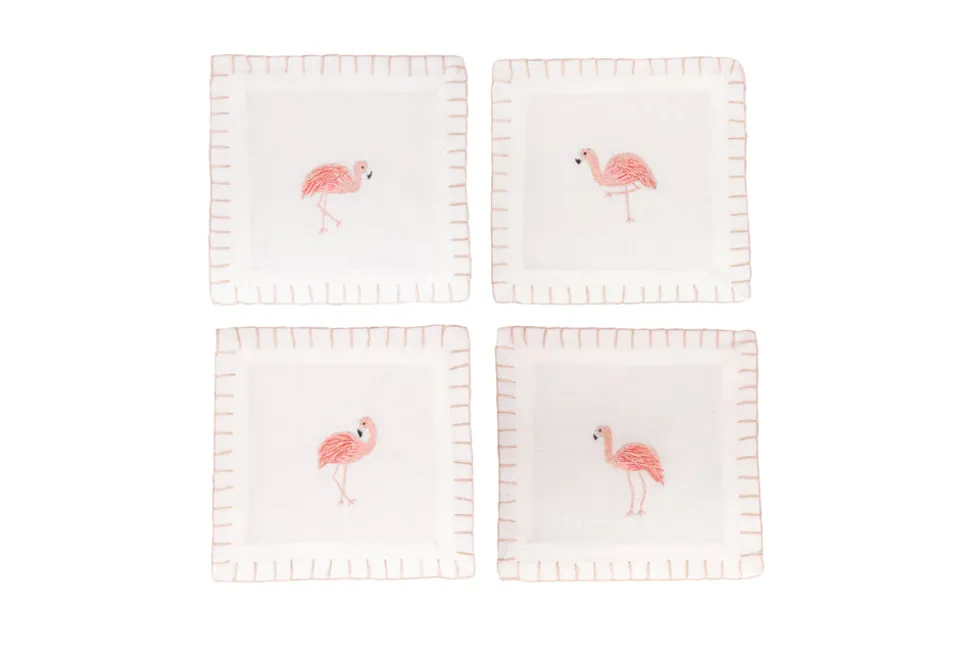 Flamingo Cocktail Napkin, Set of 4