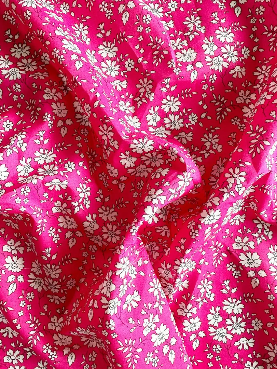 Flat Top Sheet Made With Liberty Fabric in Capel Fuchsia