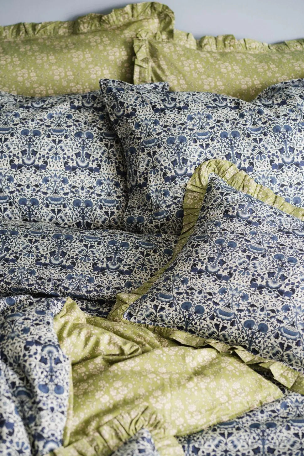 Flat Top Sheet Made With Liberty Fabric in Capel Pistachio