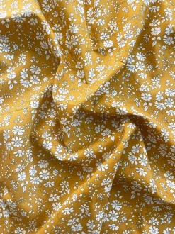 Flat Top Sheet Made With Liberty Fabric in Capel Mustard