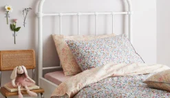 Flat Top Sheet Made With Liberty Fabric in Capel Pink
