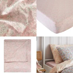 Flat Top Sheet Made With Liberty Fabric in Capel Pink