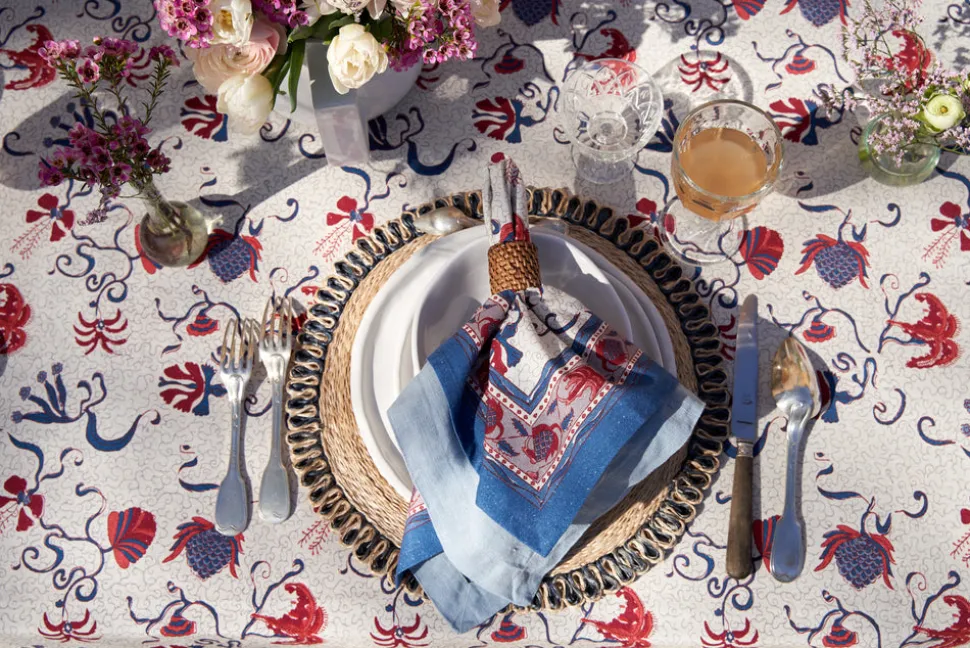 Fleur Des Indes Napkins in Blue & Red, Set of 6