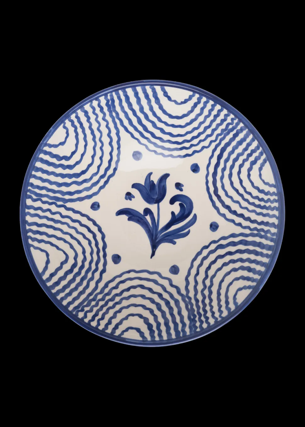 Flor Very Large Blue Serving Bowl