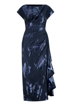 Floral Fil Coupe Florence Dress in Navy