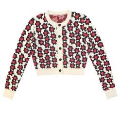 Floral Jacquard Cropped Cardigan