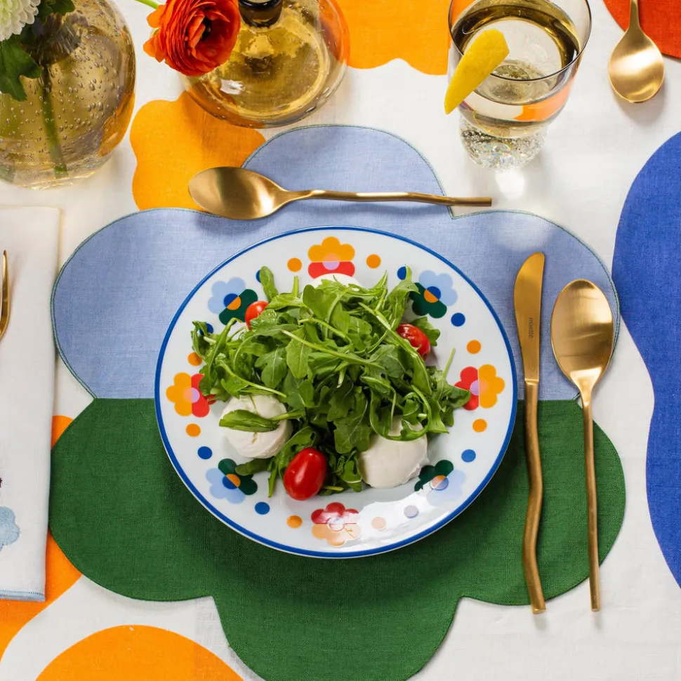 Floral Linen Patchwork Placemats in Green/Blue, Set of 4