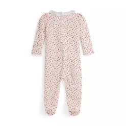 Floral Velour Footed Coverall