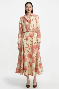 Floral Velvet Parker Skirt in Pink Multi