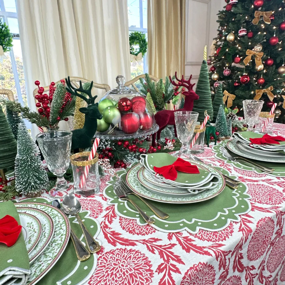 Flower and Vine Red Tablecloth