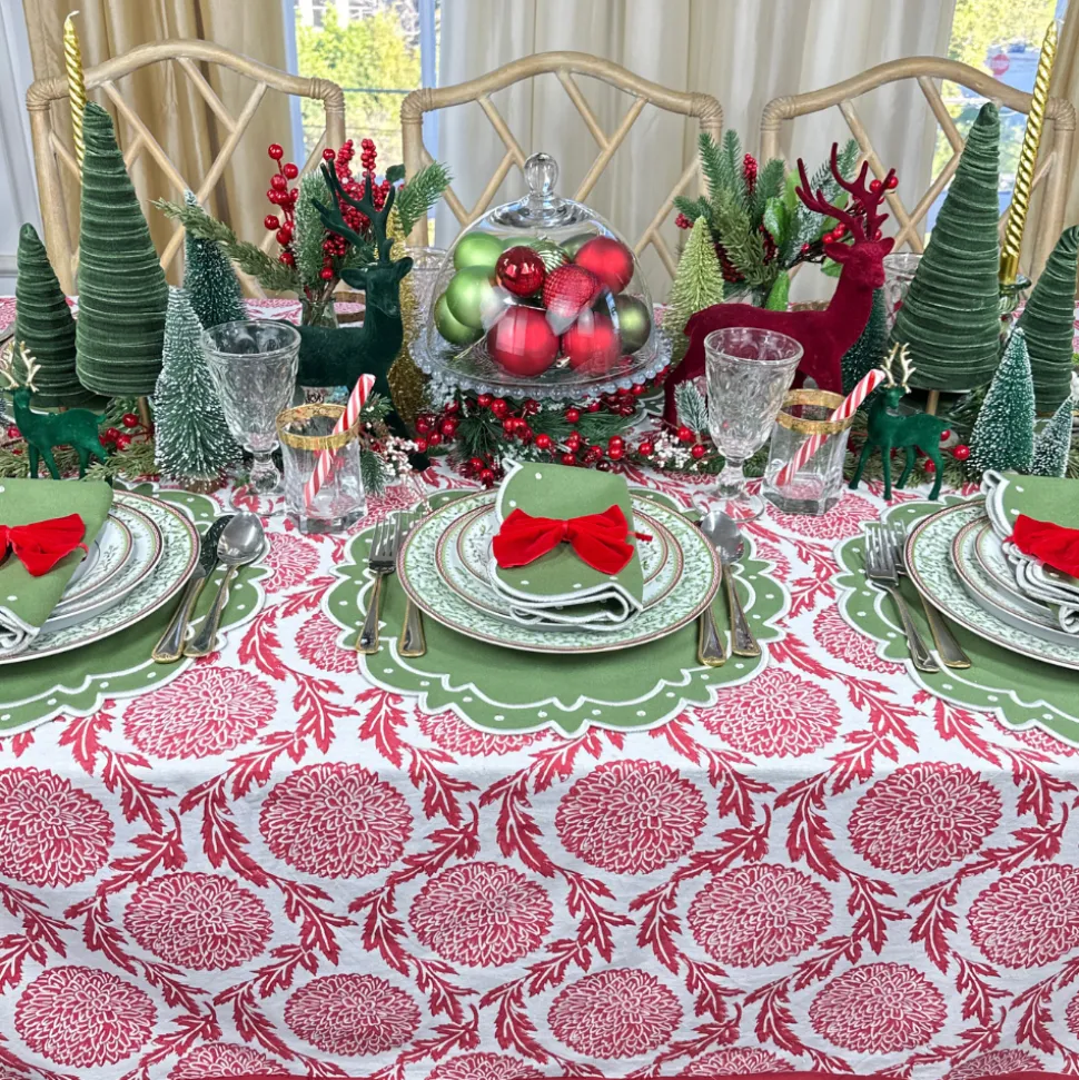 Flower and Vine Red Tablecloth