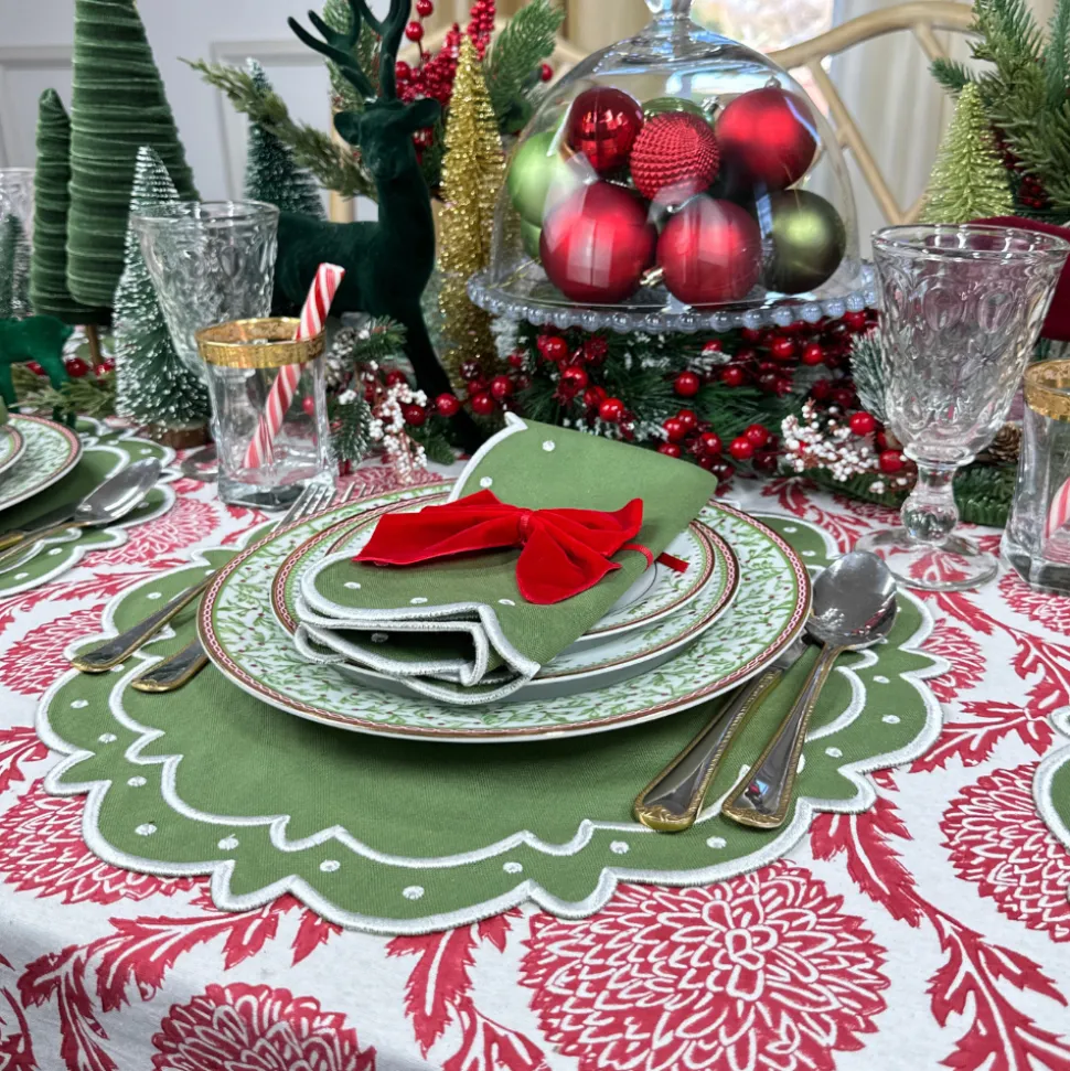 Flower and Vine Red Tablecloth