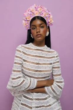 Flower Crown Headpiece in Light Pink and Purple